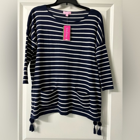 Lilly Pulitzer | Navy Stripe Coolmax Elba Sweater..Tags removed - Picture 2 of 5